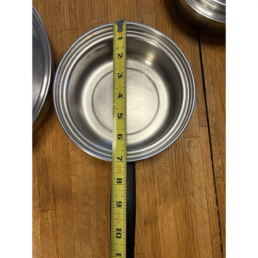 Vintage SEAL-O-MATIC 18-8 3 Ply Stainless Steel Frying Pans‎ Skillet 2 USA